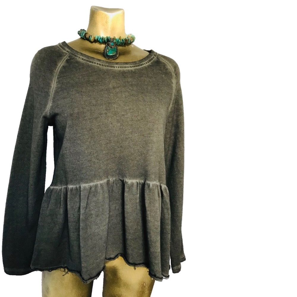 NWT STYLE & CO. Black Flounce TUNIC TOP Small